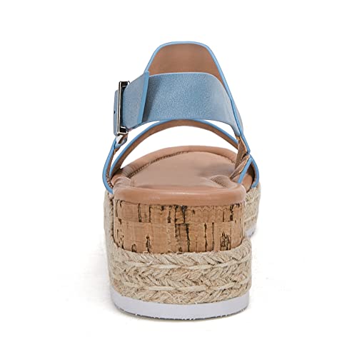 Laicigo Womens Platform Espadrilles Ankle Buckle Strappy Flatform Open Toe Summer Wedge Sandals #TOP2