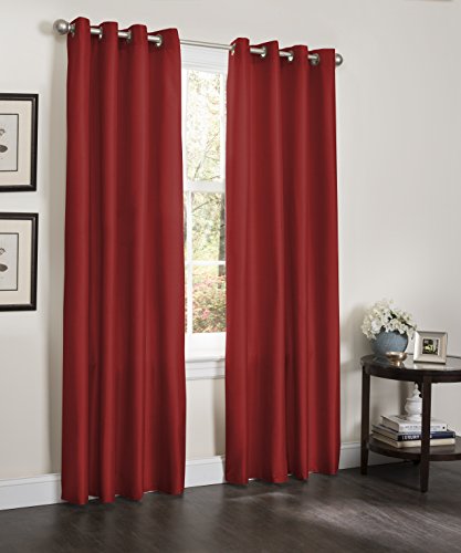Kashi Home Erin Collection Window Treatment/Panel/Curtain with Faux Silk Thermal Insulated Grommet Top Room Darkening Panel, 54" x 84", Burgundy