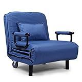 JAXPETY Sofa Bed Folding Arm Chair, 29.5" Width Convertible Sleeper Chair, Leisure Recliner Lounge Couch with Pillow and 5 Position Adjustable Backrest for Home Office, Blue