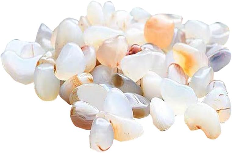Decorative Stones, Agate Stone Succulent Rocks Pebbles for Plants Vase Filler Rocks for Indoor Plants,Fish Tanks,Aquarium Rocks, Multiple Colors,White,1kg