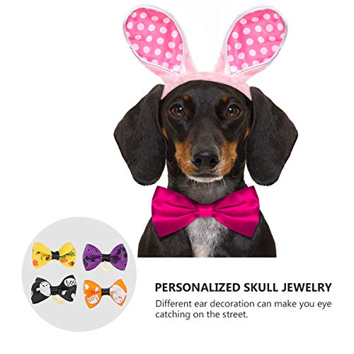 Miniatura 4 de Iplusmile Collar Para Mascotas De Halloween, 12 Unidades De Lazos Para El Pelo De Perro Para Mascotas Con Diseños De Halloween Para Cachorros Y Accesorios Para El Cabello