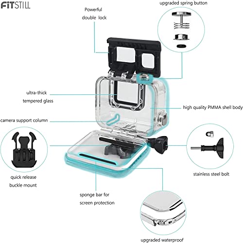 Fitstill Double Lock Waterproof Housing For Go Pro Hero 2018/7/6/5 Black, Protective 45M Underwater Dive Case Shell With Bracket Accessories For Go Pro Hero7 Hero6 Hero5 Black Action Camera #TOP3