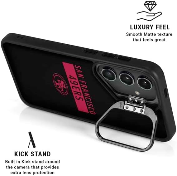 Skinit Kickstand Phone Case Compatible with Galaxy S25 Plus - Officially Licensed NFL San Francisco 49ers Black Performance Series Design