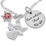  Kinderkette Taufe Mädchen Gravur ❤️ Engel Schmuck Engelkette Schutzengel Geburt ❤️ Taufkette Silber Taufgeschenk Kinderschmuck individuell Name Kette Taufspruch  HANDMADE IN GERMANY