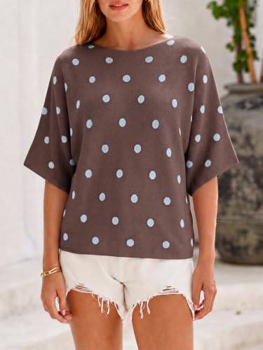 Image of Cicy Bell Womens Oversized Short Sleeve Sweaters Tops Knit Fall Pullovers