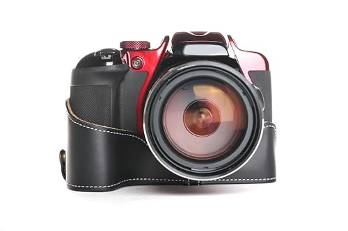 Demi-sac Nikon P600 protection cuir noir accès direct batterie et filetage trépied
