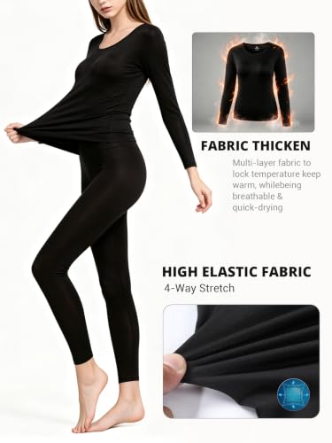 Women's Thermal Underwear Base Layer with Fleece Lined Winter Cold Weather — view 4