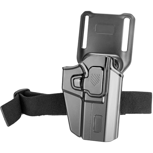 Universal Drop Leg OWB Gun Holster for Glock/S&W/Sig/CZ/Taurus/Canik/FN/ 1911/Walther, Fits 100+ Popular Compact to Full Size Pistols, Index Finger Release, Level II Retention, Right Hand