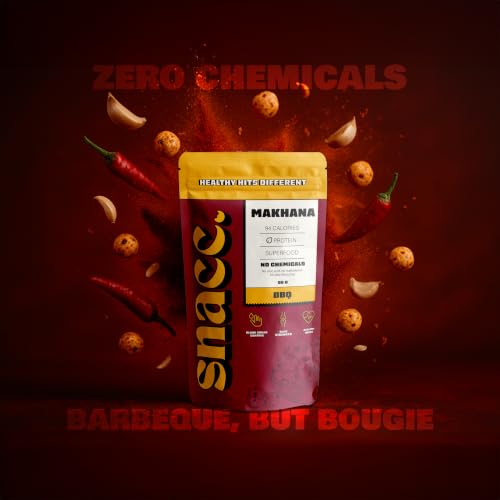 Image of Snacc BBQ Makhana, Spicy Roasted Fox Nuts, Protein Rich, Barbeque Makhana, Gluten Free, MSG Free, Zero Trans Fat, Zero Sugar, Low Calorie 60 g (pack of 4, BBQ)