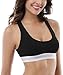 Wingslove Women's Sports Bra Cotton Bralette Wirefree Comfort Racerback Bra(Black, S)