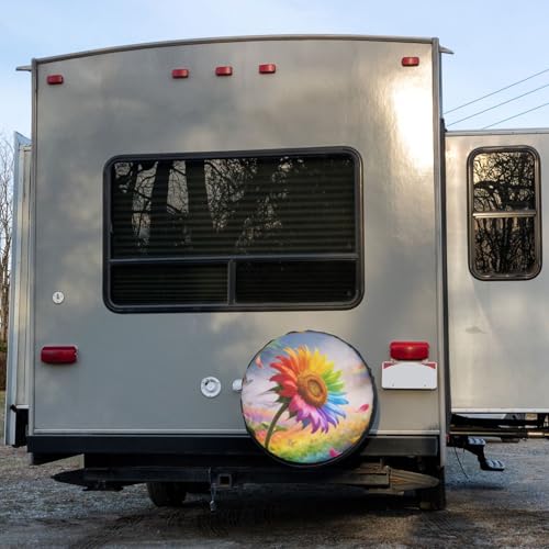 Image of Delerain Spare Tire Cover Colorful Sunflower Wheel Covers Sun Protection Waterproof for Jeep Truck RV Trailer SUV and Many Vehicle (14 Inch for Diameter 23 inch-27 inch)