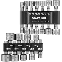 23 Pcs Power Nuts Driver Drill Bit Tools Set 1/4 Driver Hex Shank Keys Metric Socket Wrench Screw Impact Bit Set for Power Tools, Electric Drills Screwdrivers Socket Wrench