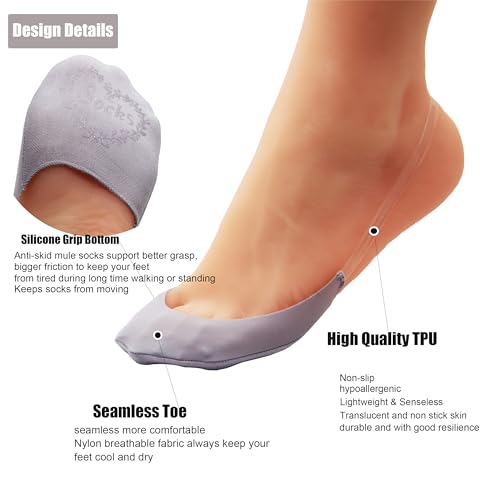 YFUNNLE Womens No Show Socks 6 Pairs Nylon Ultra Low Cut Liner Socks Non-Slip Socks for Women US Size 6-92