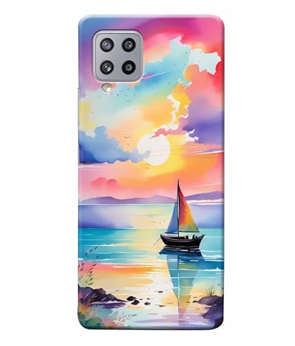 Image of Printed Hard Back Case Cover & Compatible for Samsung Galaxy M42 5G | Vector Ship Nature Art (Multicolor) - D1209