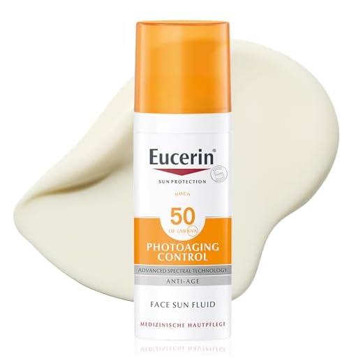 Eucerin Photoaging Control Face Sun Fluid LSF 50+ 50 ml, Sonnencreme für das Gesicht mildert effektiv Falten, feuchtigkeitsspendender Sonnenschutz mit Hyaluronsäure und UVA/UVB-Filtern