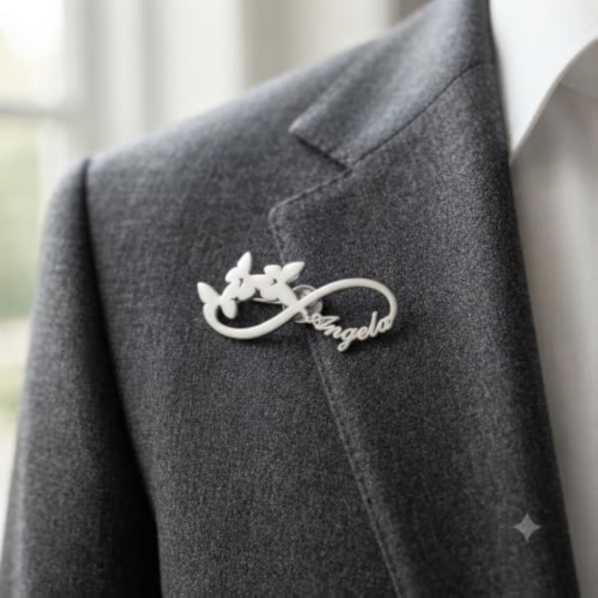 Custom Name Brooch for Women, Personalized Silver Name Brooch