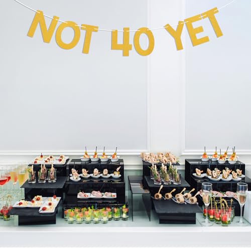 Image of Not 40 Yet Banner - Last Year In My 30s Banner, Happy 39th Birthday Sign, Cheers to 39 Years,Funny 39th Birthday Party Decorations Gold Glitter