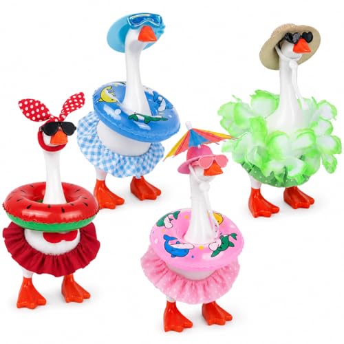 4 Sets 7 Inch Desk Goose Outfits Summer Desk Goose Clothes with Bikinis
