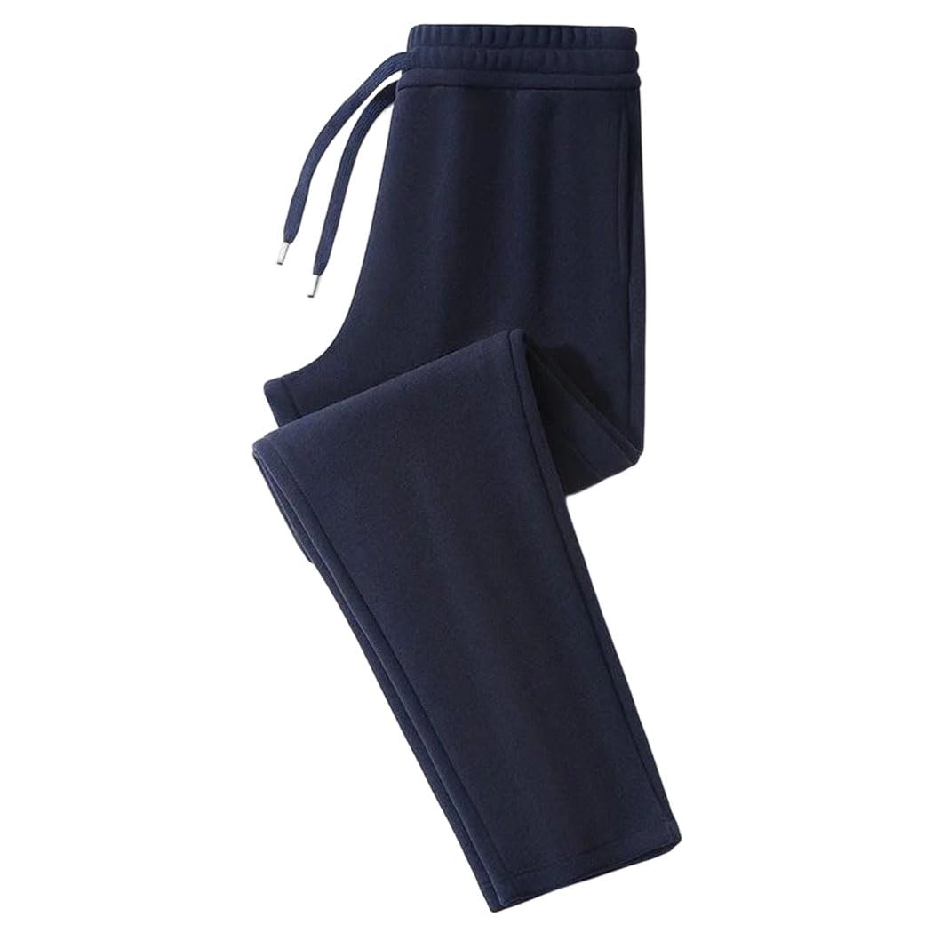 Mens Fleece Lined Jogging Sweatpants Winter Elastic Cuff Casual Pants