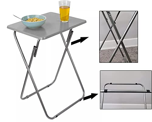 AAMEN Modern Style Grey Folding Table - Snack, TV Dinner, Laptop & Drinks Table - Indoor & Outdoor - 38 x 48 x 66 cm (Gray) - Image 5