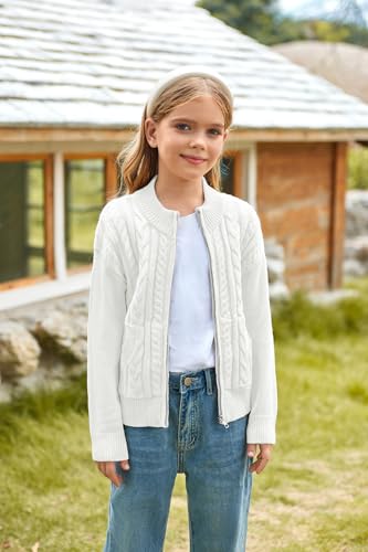 Image of GRACE KARIN Girls Knit Cardigan Sweater Zip Long Sleeve Kids School Uniform Fall Jacket Size 6-14