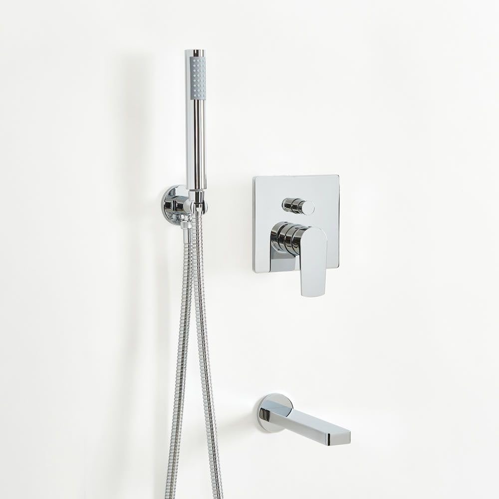 Milano Arcadia Manual Diverter Mixer Valve Hand Shower Handset Wall Mounted Bath Spout - Chrome