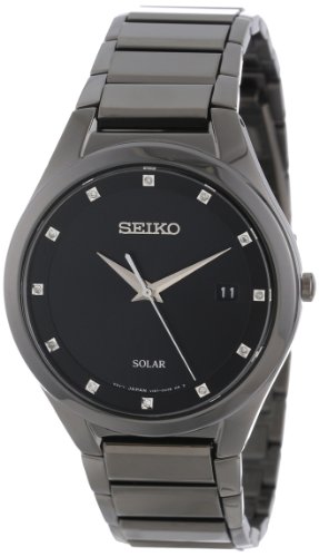 seiko men's sne325 dress solar black stainless steel watch