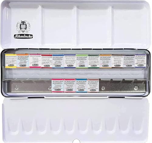 Schmincke Horadam AQUARELL 74864 - 16 colores.Caja metálica para acuarelas (selección de paisajes.4 estaciones)