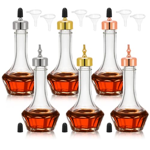 ZEAYEA 6 Pcs Bitters Bottle 1.7 oz Glass Dash Bottle with Dasher Top Bitters Dispenser Bottles for Cocktail Home Bar Restaurant