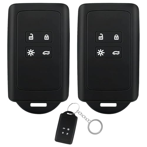 2 Pièces Étui en Silicone Souple pour Porte Clef Voiture Renault, Etui Carte Renault avec Porte-Clés, Compatible avec Renault Clio, Espace 5, Master Bus,...