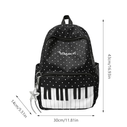 Naqqios Sac À Dos De – saccs À Dos De Pour Étudiant, saccs À Doss D'école, Sac À Livres Capacité, Sasc À Livres De Capacité Imprimé Piano, Sacs À Doss De Voyages Léger – vue 7