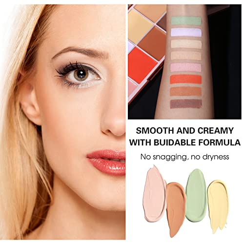 Face Color Corrector Palette, 8 Colors Correcting Contour Cream Makeup Palette, Green Peach Red Yellow Concealer Facial Camouflage Contouring Pallet For Redness Dark Circles (01) #TOP4