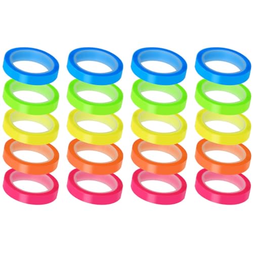 VALICLUD Rubans Adhésifs Transparents Pet 20 Rouleaux Autocollants Portables pour Bureau et Travail Marque-pages Pratiques et Couleurs Variées