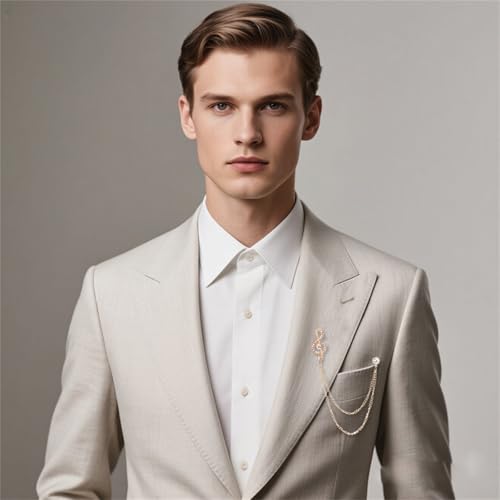Image of 2PCS Crystal Hanging Chain Brooch Suit Pin for Men Women Vintage Crown Cross Star Diamond Broochs Gold and Silver Wedding Brooch for Clothes Dress Hats Bags Accessory
