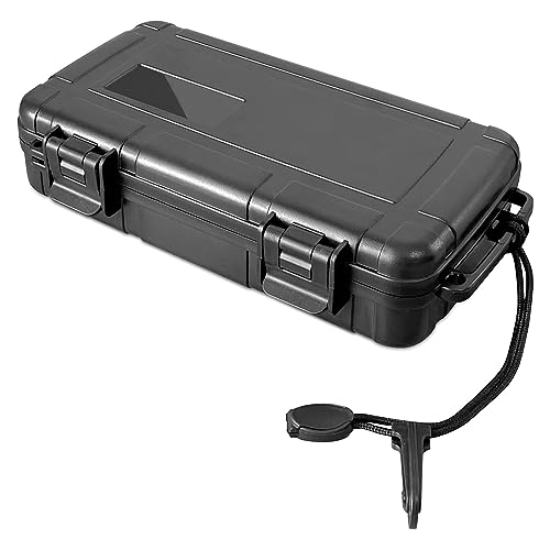 Spring.Rd Cave à cigares de voyage rigide – Boîte à cigares portable avec disque humidificateur et coupe-cigares | Étanche | Incassable | Hermétique | Durable (peut contenir jusqu'à 5 cigares), Noir ,