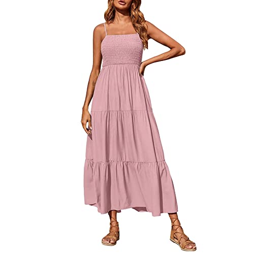 Bandeau Kleid Damen Sommer Kurz Schulterfreies Boho Kleid Sommerkleid Kurz...