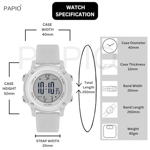 Image of PAPIO LCD Display Digital Sports Watch for Women, Men, Girls and Boys
