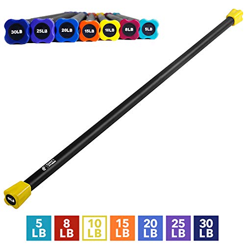 Day 1 Fitness Weighted Workout Bar with Rubber Padding, 48”, 10 LBS