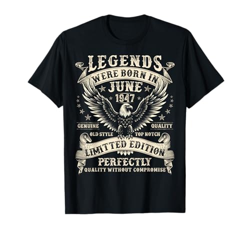 Regalos de cumpleaños de 78 años para hombres 78 cumpleaños junio 1947 Camiseta
