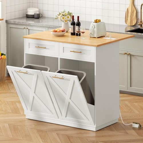 YITAHOME Double Tilt Out Trash Cabinet 10 Gallon Drop Leaf