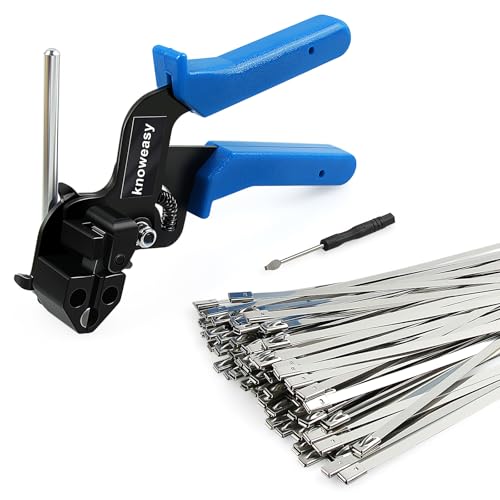 Knoweasy Stainless Steel Zip Tie Gun with 100 Heavy-Duty Cable Ties