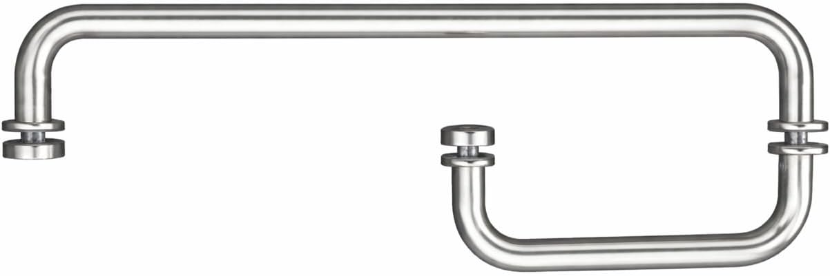 6" Pull Handle & 18" Towel Bar Combo for Frameless Shower Doors – Polished Chrome Glass Shower Door Handle Set with Metal Washers, Fits 1/4"–1/2" (6–12 mm) Glass