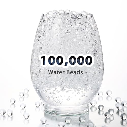 Awrmoo 100000 Water Beads Clear Water Gel Jelly Beads for Vases Filler Floting Candles Wedding Centerpiece Christmas Decoration Floral Arrangement Home Decoration