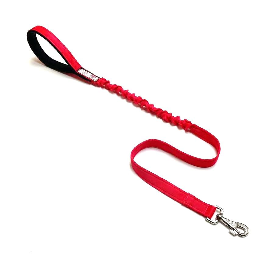 Dog Lead With Shock Absorbing Bungee Cord Training Walking Leash Soft Padded Handle (45" (1.1 Metres), Red) — image 1