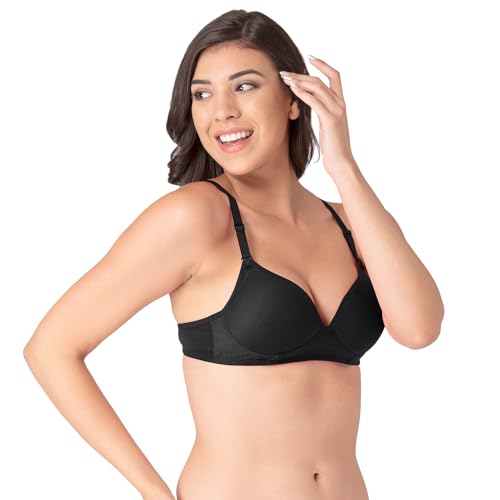 Image of Komli - Heavily Padded Push-Up Bra - Cotton Rich - Balconette - 3 /4th Coverage, Seamless, Wireless, Multiway Straps - T-Shirt Bra