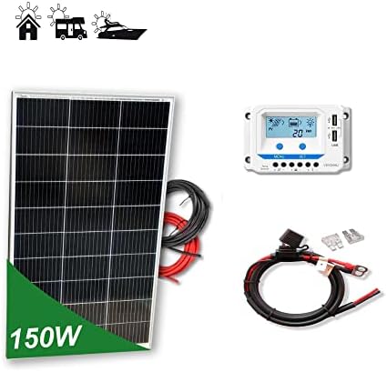 Kit 150W PRO 12V panel solar placa monocristalina células PERC de alta eficiencia para caravanas autocaravanas