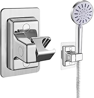 Touchfutrue Shower Head Holders Universal Shower Head Plastic Handheld Showerhead Bracket Adjustable Bracket Wall Mount for Bathroom with Adhesive Stick