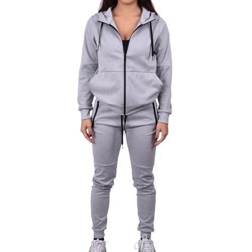 Riflessi Women's Athletic Sports Casual 2 Piece Solid Color Tracksuit Hoodie Jogger Pants Sweatsuit Set
