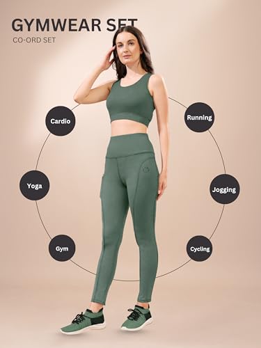 Image of High-Waist Track Suit, Co-ord Set for Women's, Gym wear 2-Piece Workout Set, Sports Bra and Bottom Set, Sports Running Suits, Yoga Wear