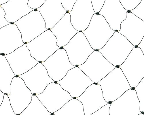 Holiday Lighting Outlet Commercial Grade LED Mesh Christmas Net Lights, Sun Warm White, 70-Count 5MM Wide Angle LED Lights Great for Wrapping Trees, Shrubs, Bushes, 4' X 4', Green Cord, UL Listed.